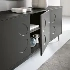 Driedelig dressoir van melamine en MDF met metalen onderstel, gemaakt in Italië - Rialto Viadurini