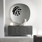 Driedelig dressoir van melamine en MDF met metalen onderstel, gemaakt in Italië - Rialto Viadurini