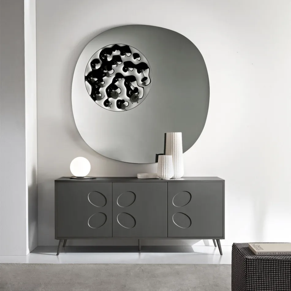 Driedelig dressoir van melamine en MDF met metalen onderstel, gemaakt in Italië - Rialto Viadurini