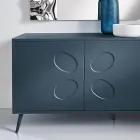 Driedelig dressoir van melamine en MDF met metalen onderstel, gemaakt in Italië - Rialto Viadurini