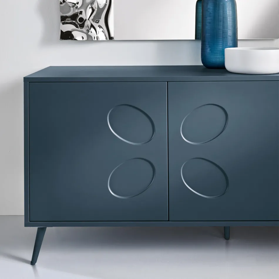 Driedelig dressoir van melamine en MDF met metalen onderstel, gemaakt in Italië - Rialto Viadurini