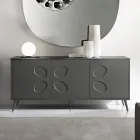 Driedelig dressoir van melamine en MDF met metalen onderstel, gemaakt in Italië - Rialto Viadurini