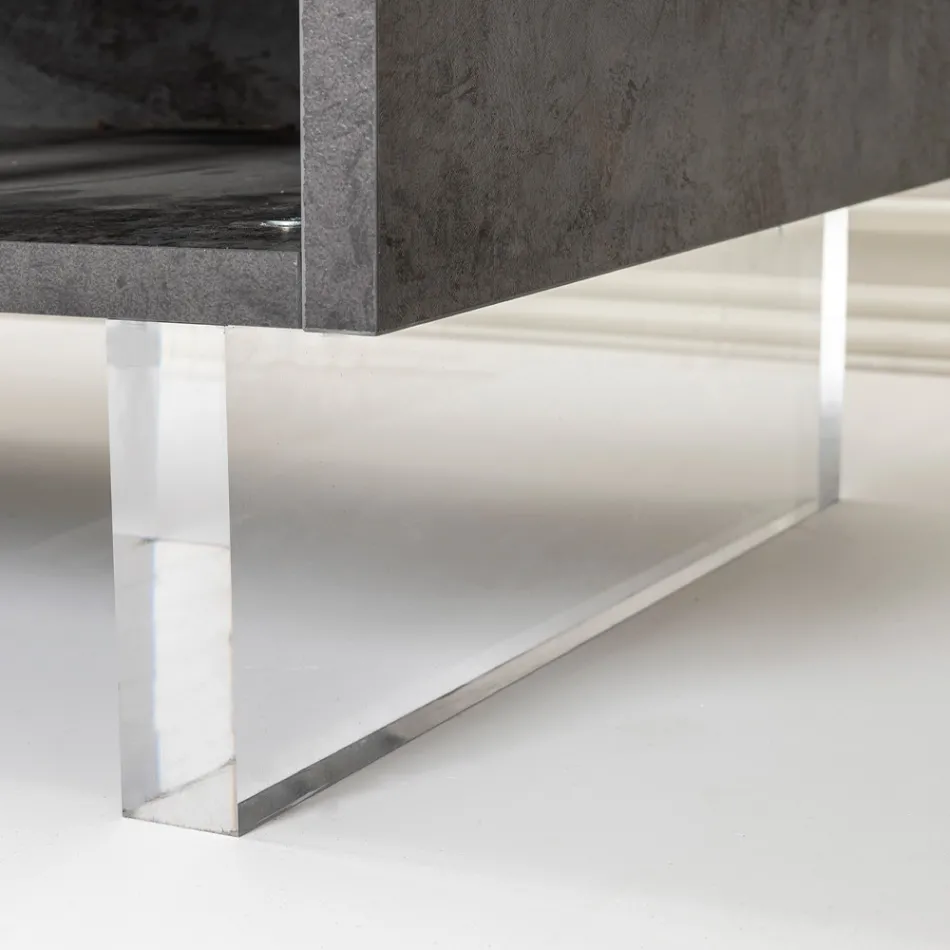 Dressoir met 2 deuren en 2 open zijvakken in melamine Made in Italy - Muis Viadurini