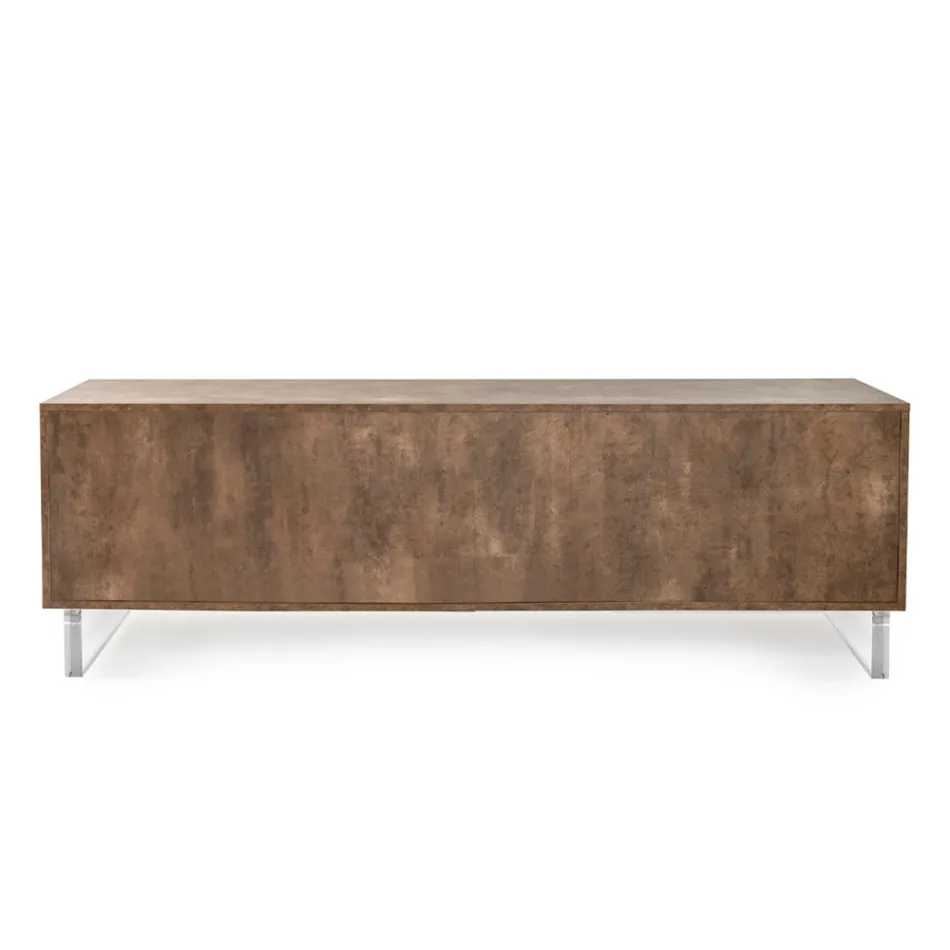 Dressoir met 2 deuren en 2 open zijvakken in melamine Made in Italy - Muis Viadurini