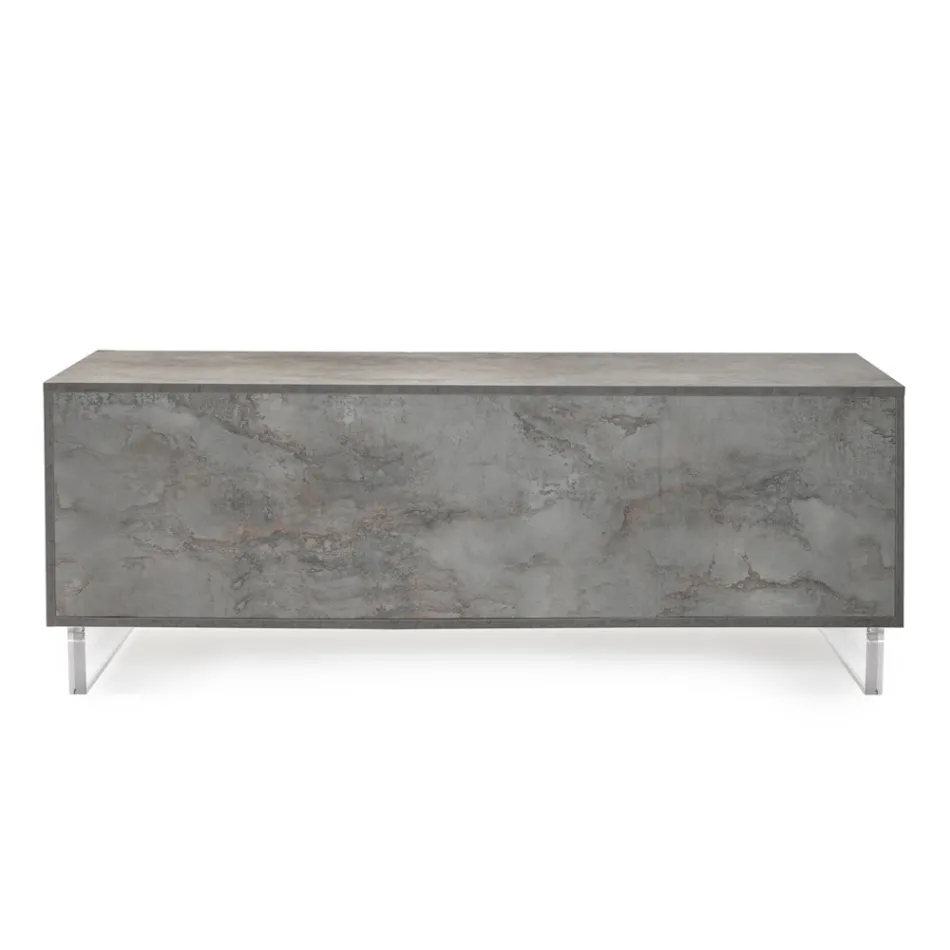 Dressoir met 2 deuren en 2 open zijvakken in melamine Made in Italy - Muis Viadurini