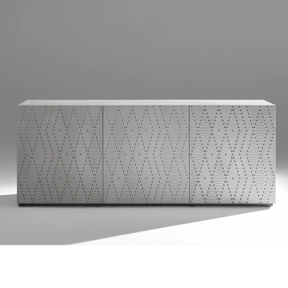 Dressoir met 3 deuren en 3 interne planken, gegoten aluminium decoratie - Schorpioen Viadurini