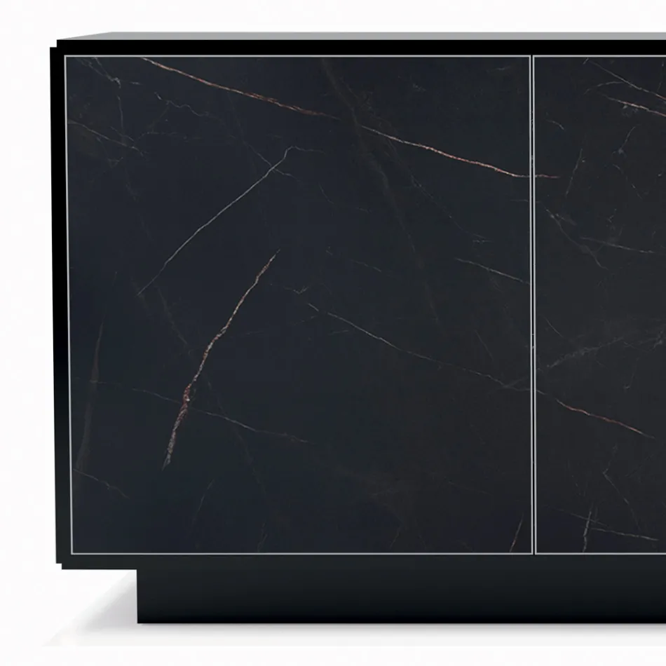 Dressoir met 3 deuren en gelakte en gelamineerde structuur Made in Italy - Ferrara Viadurini