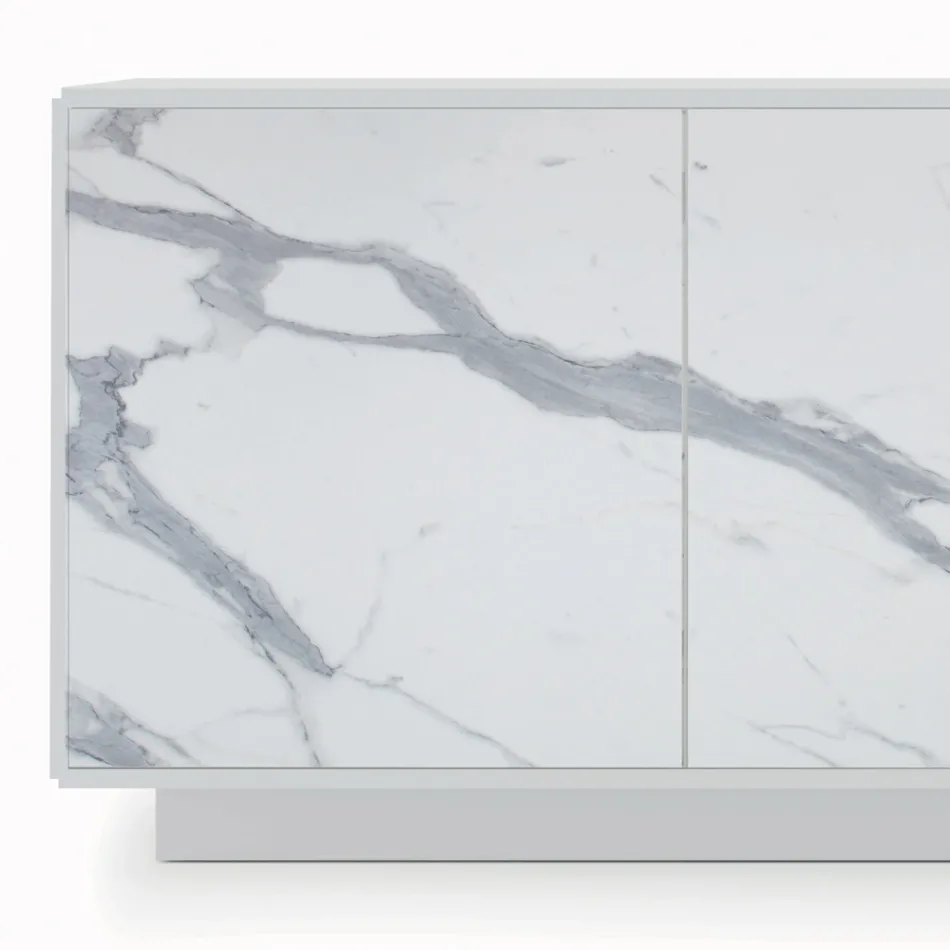 Dressoir met 3 deuren en gelakte en gelamineerde structuur Made in Italy - Ferrara Viadurini