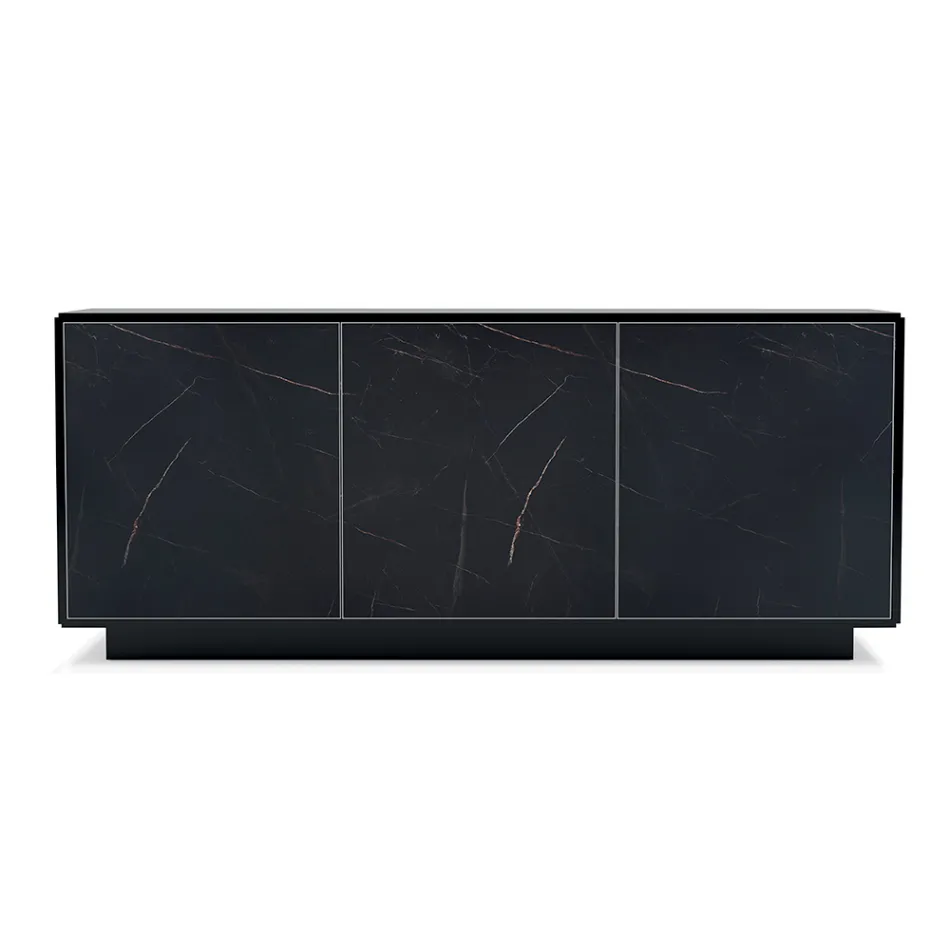 Dressoir met 3 deuren en gelakte en gelamineerde structuur Made in Italy - Ferrara Viadurini