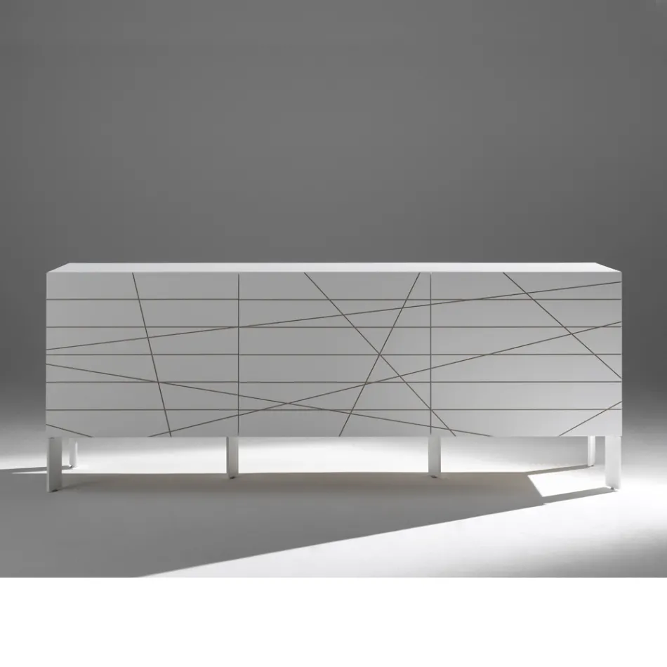 Dressoir met 3 deuren in geverfd houtacglomeraat - Ariete Viadurini