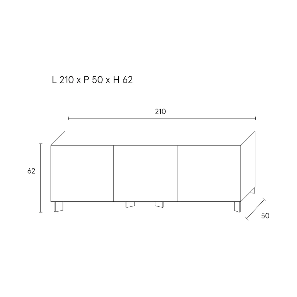 Dressoir met 3 deuren in geverfd houtacglomeraat - Ariete Viadurini