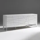 Dressoir met 3 deuren in geverfd houtacglomeraat - Ariete Viadurini