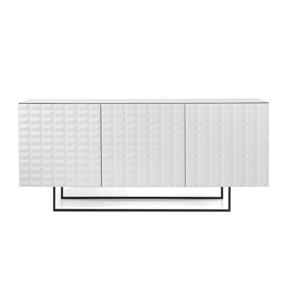 Dressoir met 3 deuren van MDF, bekleed met gelakt PVC. Gemaakt in Italië - Dorotea Viadurini