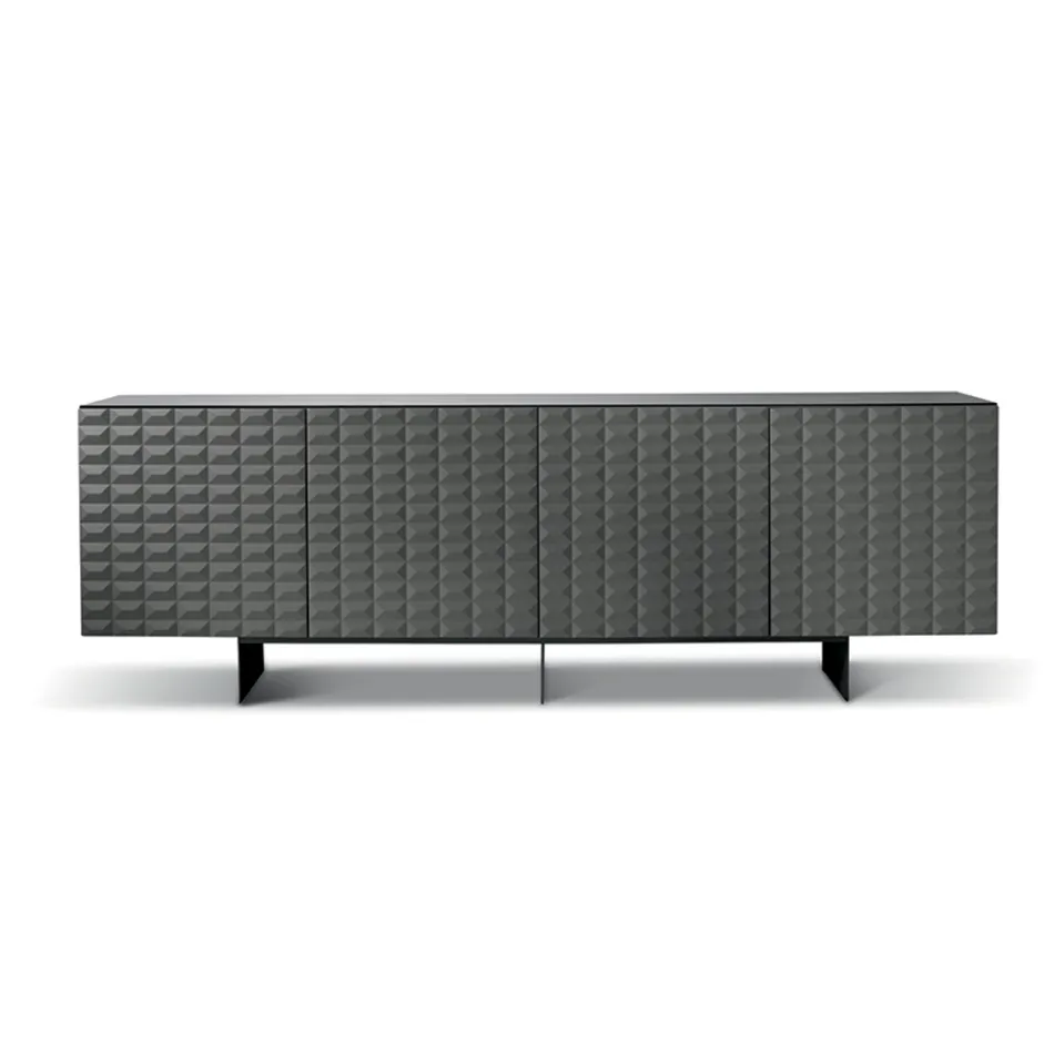 Dressoir met 4 deuren van MDF, bekleed met gelakt PVC. Gemaakt in Italië - Dorotea Viadurini