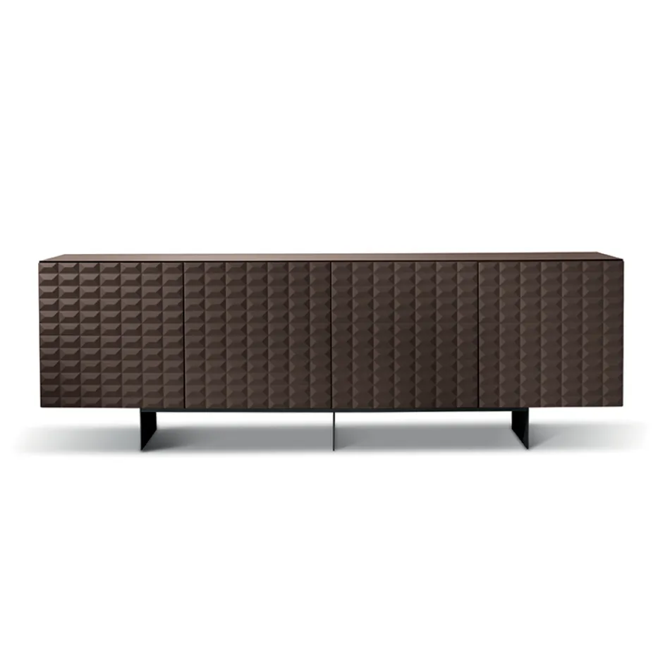 Dressoir met 4 deuren van MDF, bekleed met gelakt PVC. Gemaakt in Italië - Dorotea Viadurini