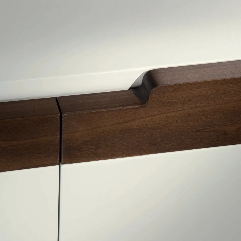 Dressoir met structuur in wit Mdf 2 ijzeren poten Made in Italy - Coral Viadurini