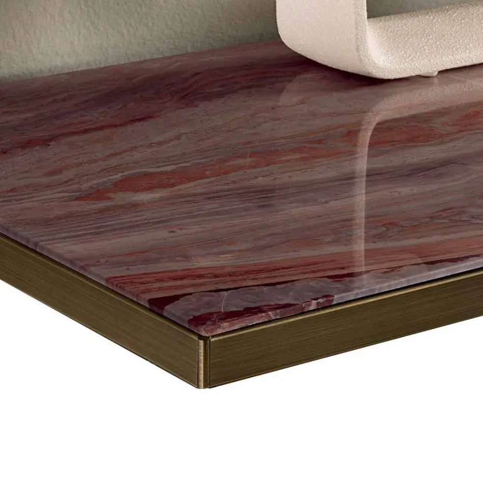 Woonkamer dressoir in gerookt glas en groen Guatemala-marmer - Leonarda Viadurini