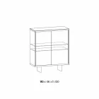 Woonkamer dressoir in gerookt glas en groen Guatemala-marmer - Leonarda Viadurini