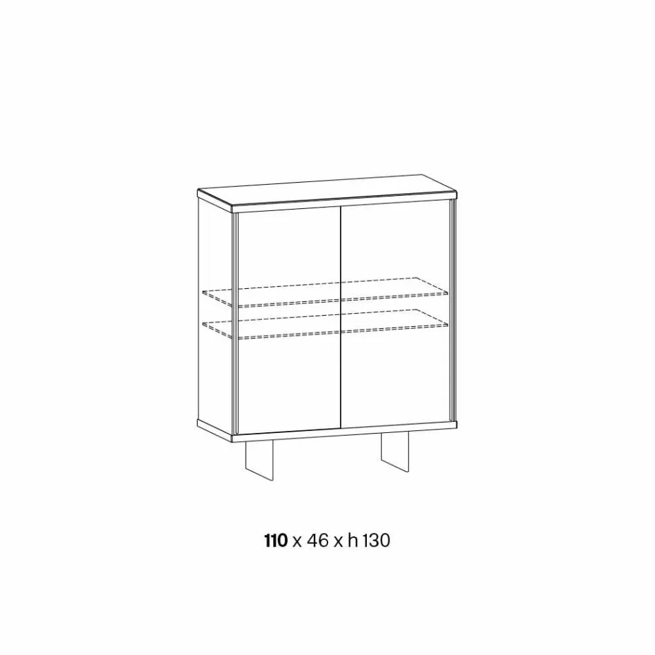 Woonkamer dressoir in gerookt glas en groen Guatemala-marmer - Leonarda Viadurini