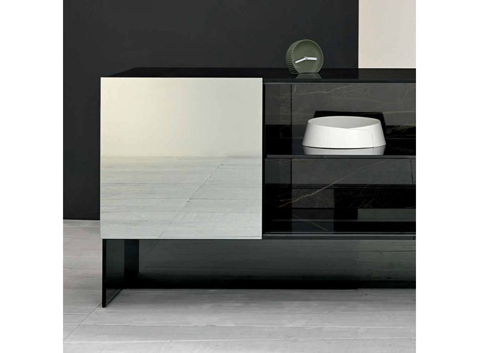 2-deurs design dressoir in rookglas gemaakt in Italië - Sciocca Viadurini