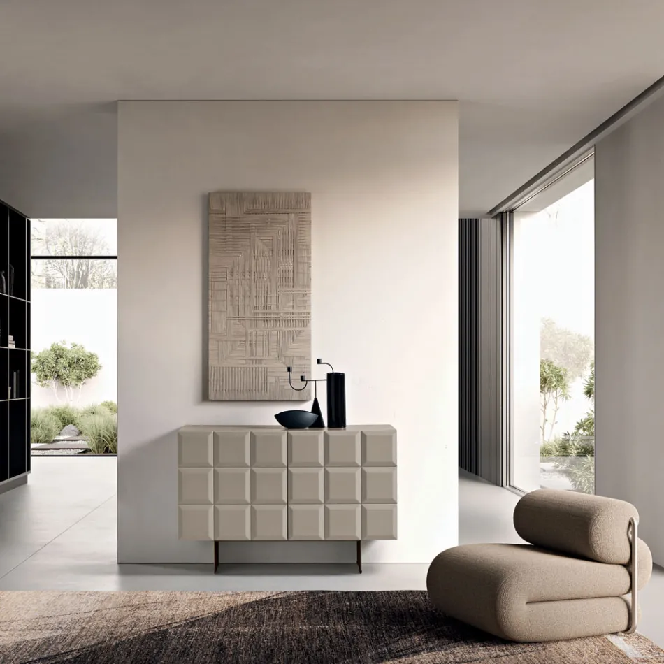 Dressoir voor binnen met 2 deuren met ruitpatroon, gemaakt in Italië - Elisabetta Viadurini