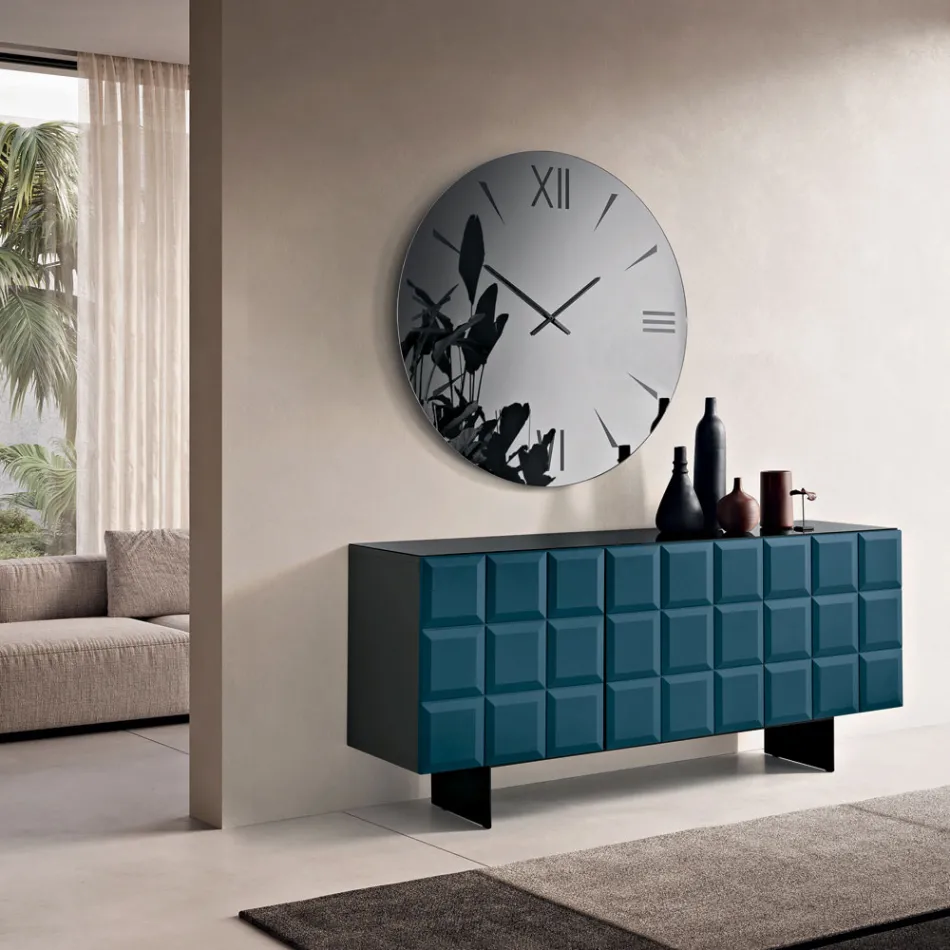 Binnendressoir met 3 deuren met ruitpatroon, gemaakt in Italië - Elisabetta Viadurini