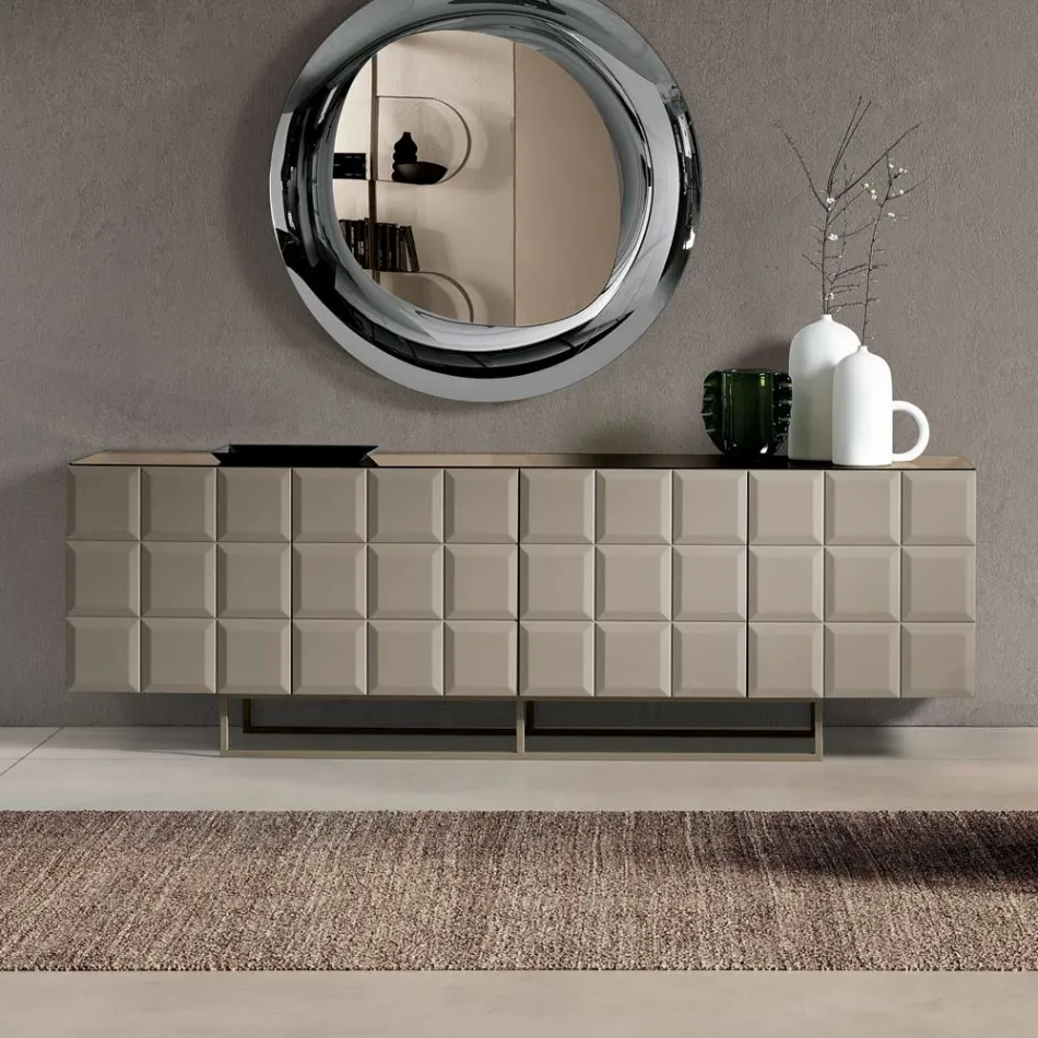 Binnendressoir met 4 deuren met ruitpatroon, gemaakt in Italië - Elisabetta Viadurini