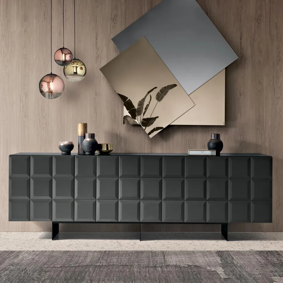 Binnendressoir met 4 deuren met ruitpatroon, gemaakt in Italië - Elisabetta Viadurini