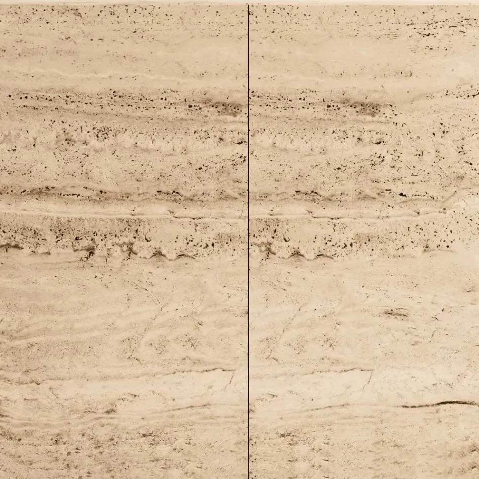 Woonkamerdressoir met 2 deuren in travertijnmarmerafwerking Made in Italy - Jon Viadurini