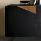 Woonkamerdressoir met 2 deuren in Country Knotted Oak en Antraciet Glasafwerking - Ove Viadurini