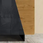 Woonkamerdressoir met 2 deuren in Country Knotted Oak en Antraciet Glasafwerking - Ove Viadurini