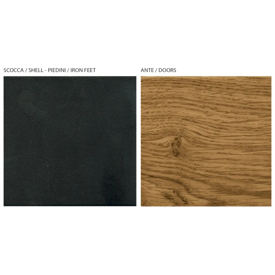 Woonkamerdressoir met 3 deuren in geknoopte eikenhouten afwerking Landelijk gemaakt in Italië - Arne Viadurini