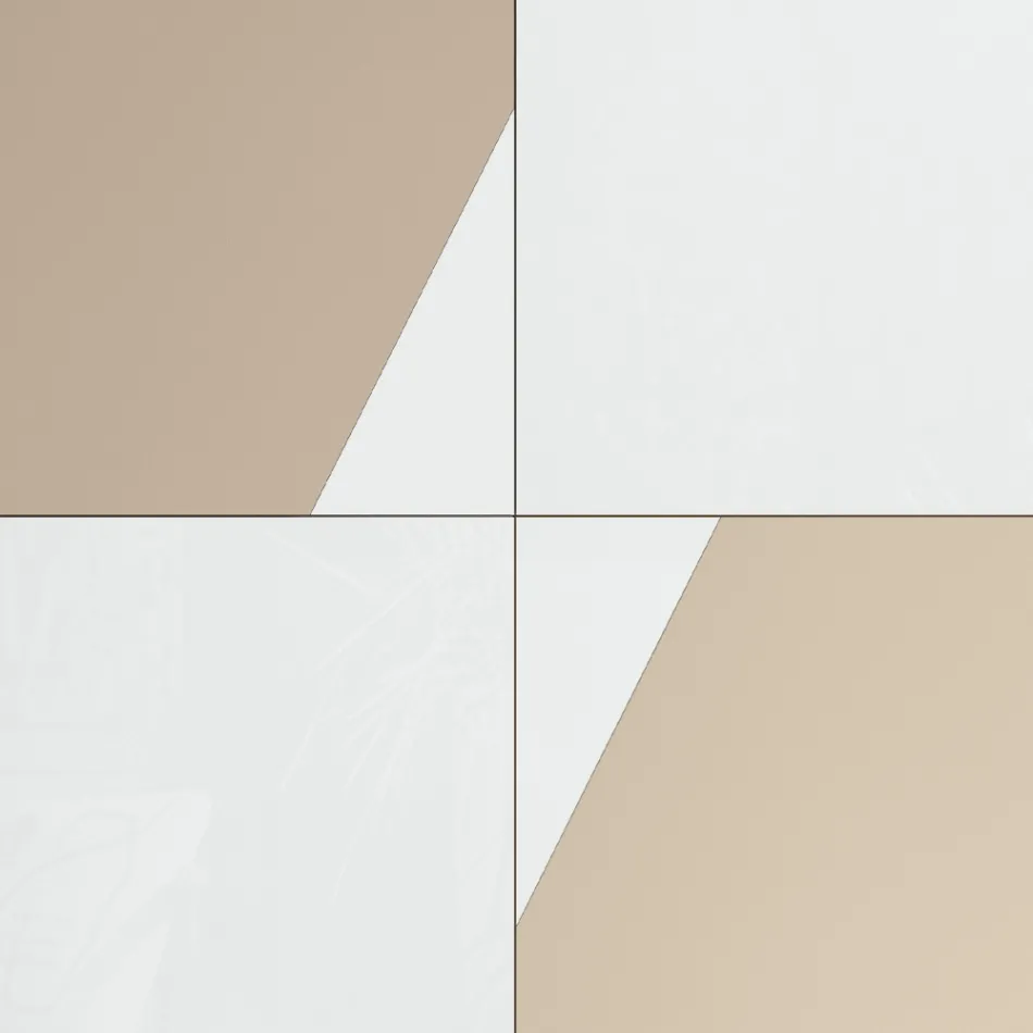 Woonkamerdressoir met 4 deuren in wit glas en nertsafwerking Made in Italy - Eva Viadurini