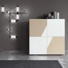 Woonkamerdressoir met 4 deuren in wit glas en nertsafwerking Made in Italy - Eva Viadurini