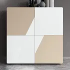 Woonkamerdressoir met 4 deuren in wit glas en nertsafwerking Made in Italy - Eva Viadurini