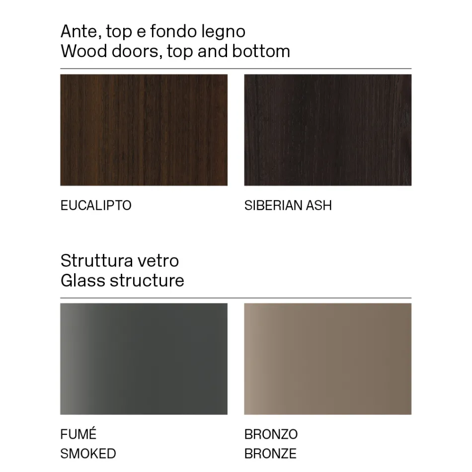 Houten dressoir met glazen structuur Made in Italy - Azuki Viadurini