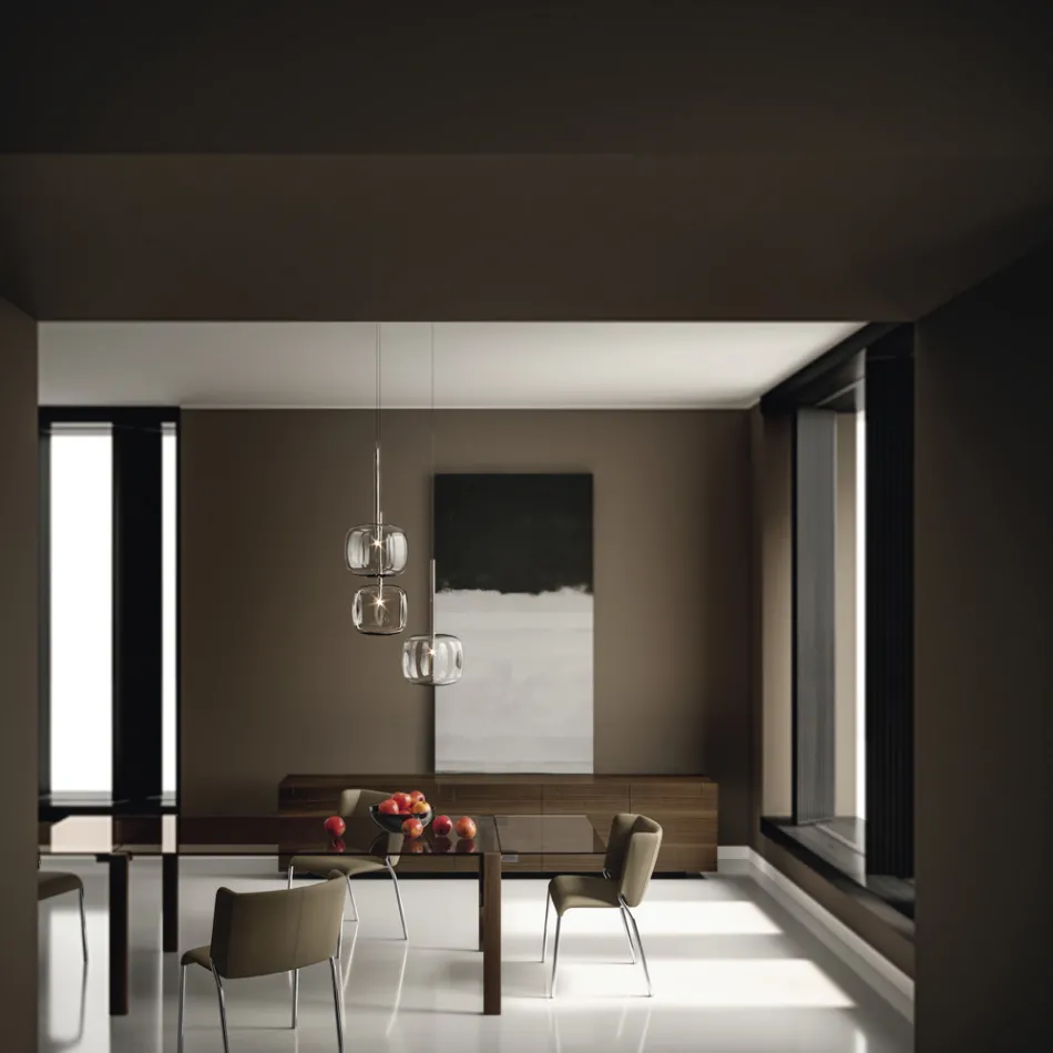 Houten dressoir met glazen structuur Made in Italy - Azuki Viadurini