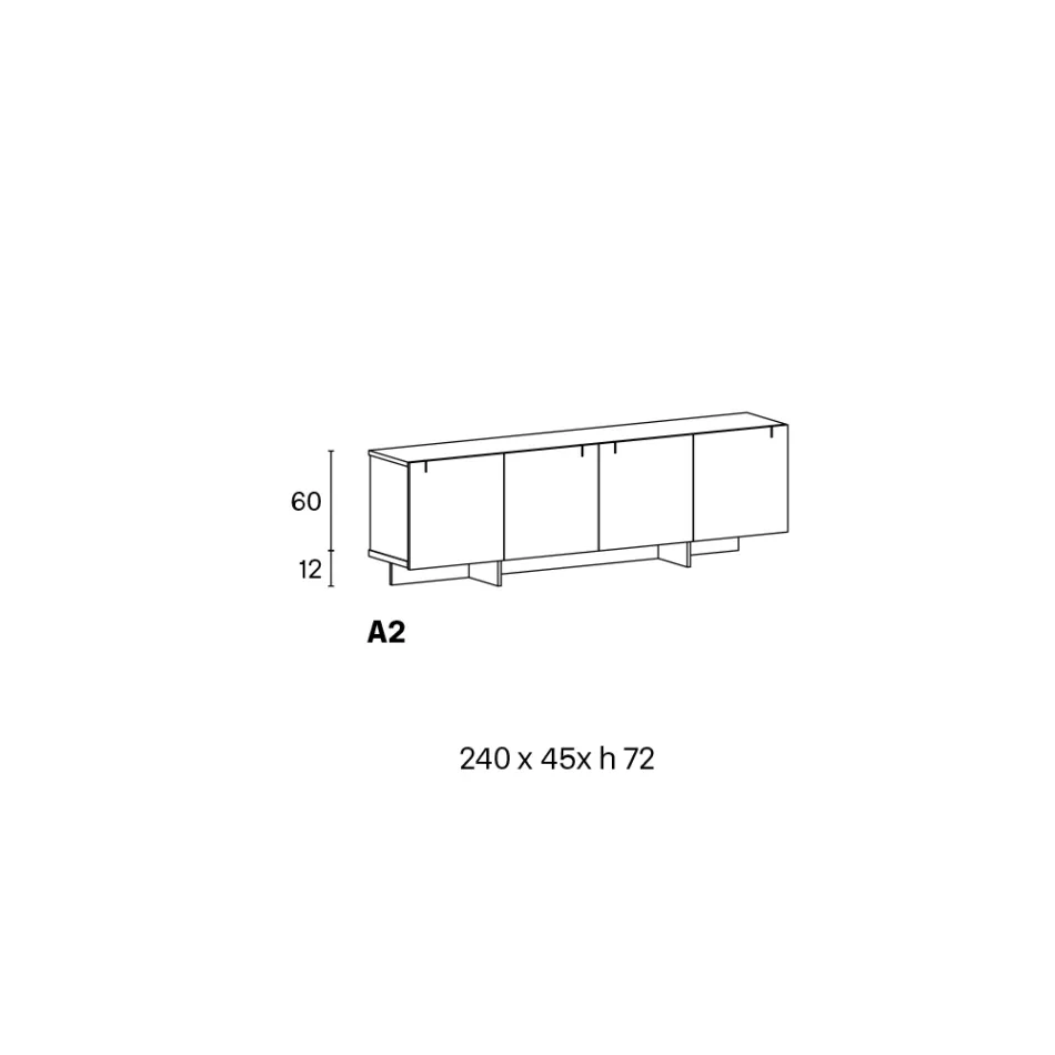 Houten dressoir met glazen structuur Made in Italy - Azuki Viadurini