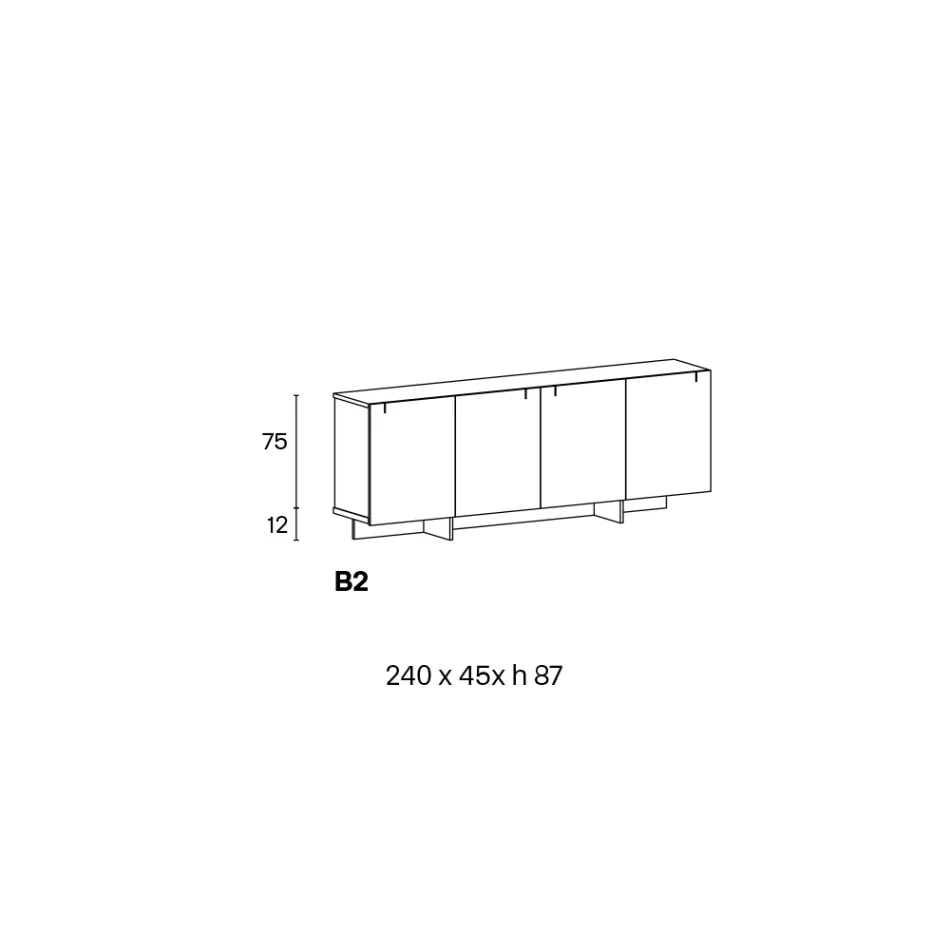 Houten dressoir met glazen structuur Made in Italy - Azuki Viadurini
