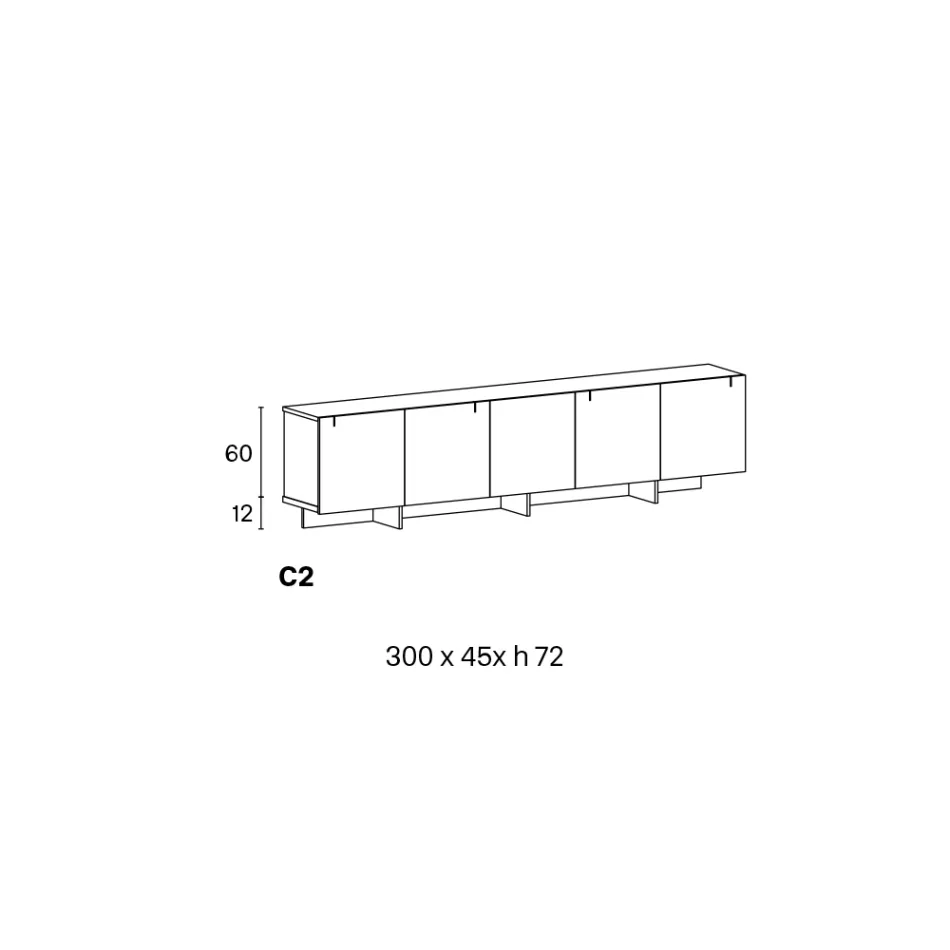 Houten dressoir met glazen structuur Made in Italy - Azuki Viadurini