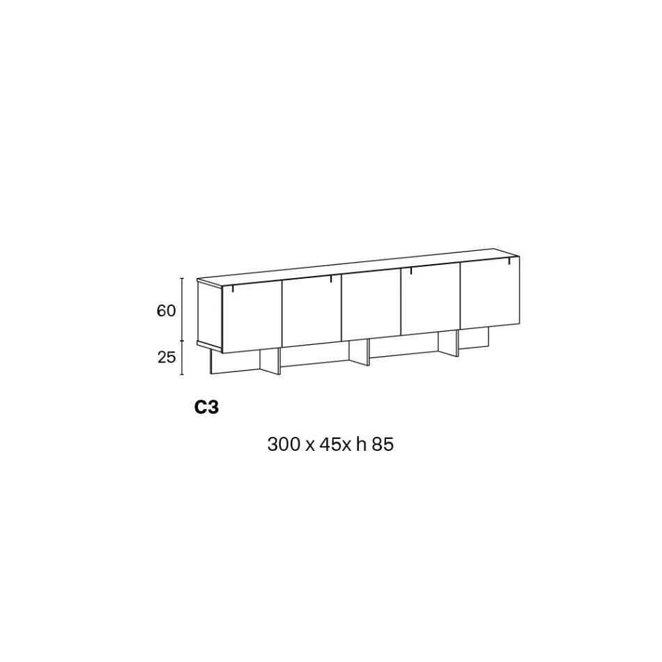 Houten dressoir met glazen structuur Made in Italy - Azuki Viadurini