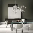 Houten dressoir met glazen structuur Made in Italy - Azuki Viadurini