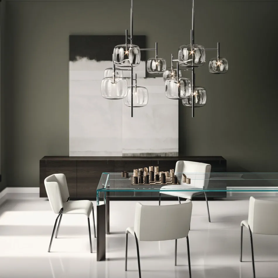 Houten dressoir met glazen structuur Made in Italy - Azuki Viadurini