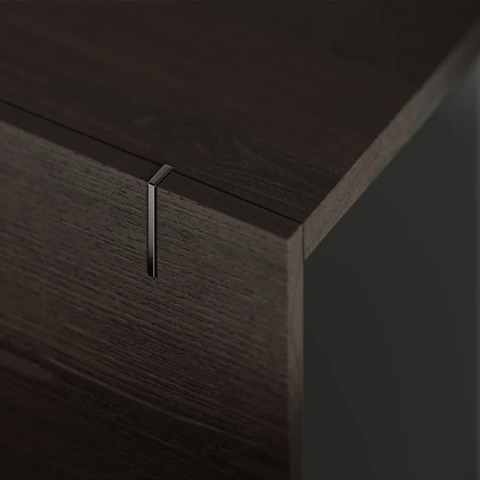 Houten dressoir met glazen structuur Made in Italy - Azuki Viadurini