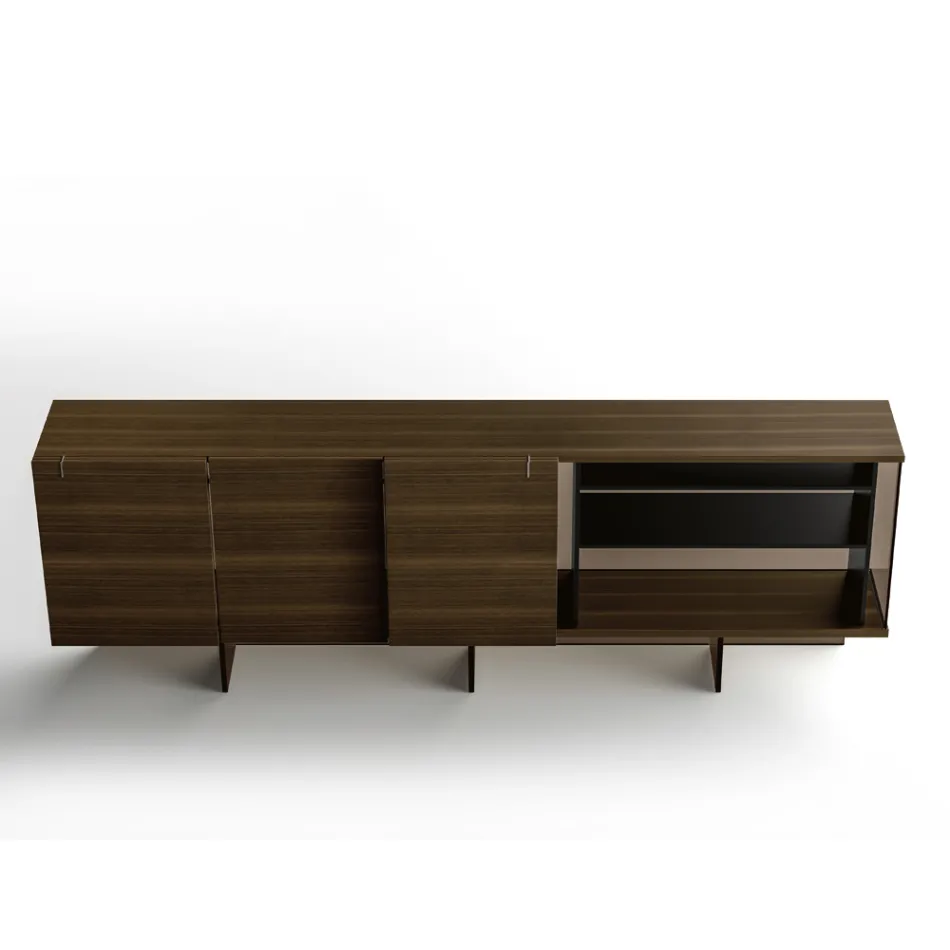 Houten dressoir met glazen structuur Made in Italy - Azuki Viadurini