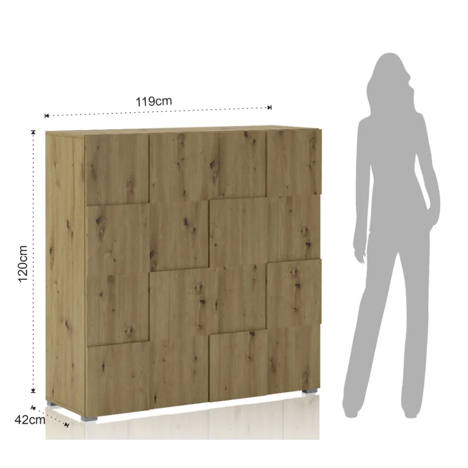 Woonkamerdressoir met 2 draaideuren in eiken afwerking - natrium Viadurini