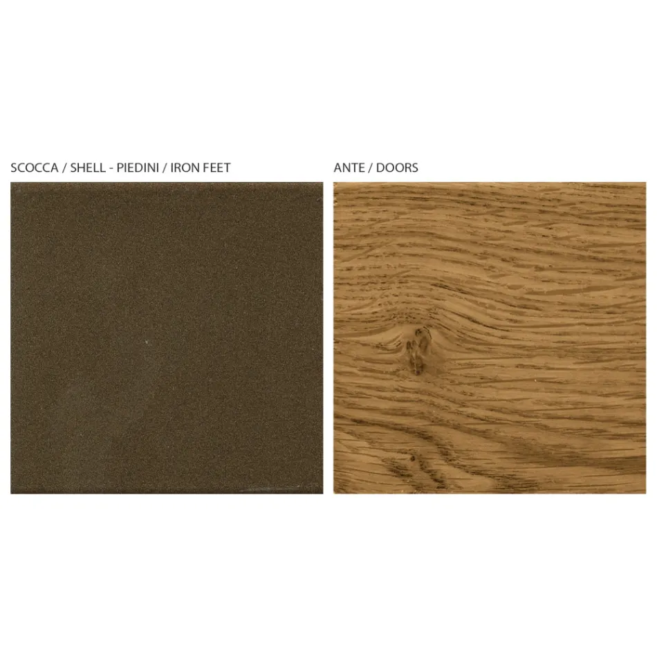 Woonkamerdressoir met 4 deuren in landelijk geknoopt eikenafwerking - gelijkmatig Viadurini