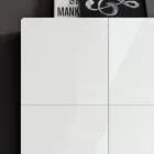 Woonkamerdressoir met 4 deuren in witte glasafwerking Made in Italy - Eline Viadurini