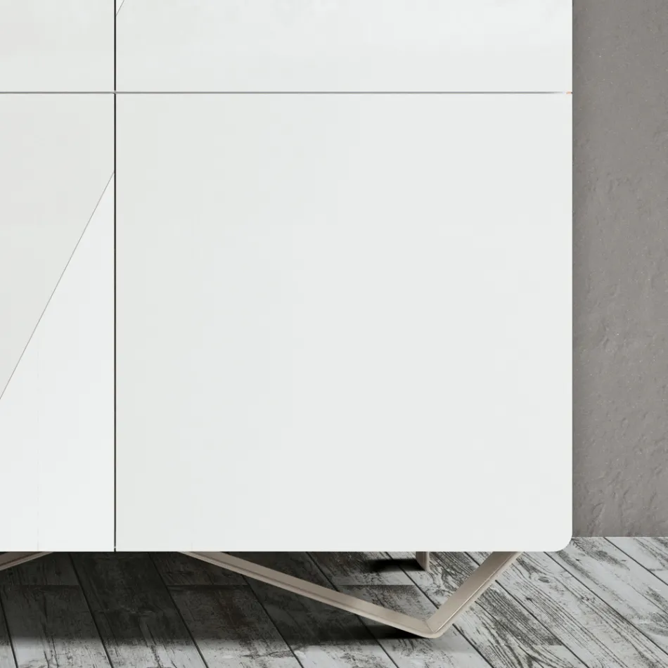 Woonkamerdressoir met 4 deuren in wit glasafwerking Made in Italy - Eline Viadurini