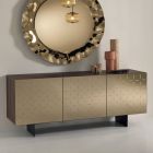 Houten woonkamer dressoir met spiegeldeuren Made in Italy - Arenella Viadurini